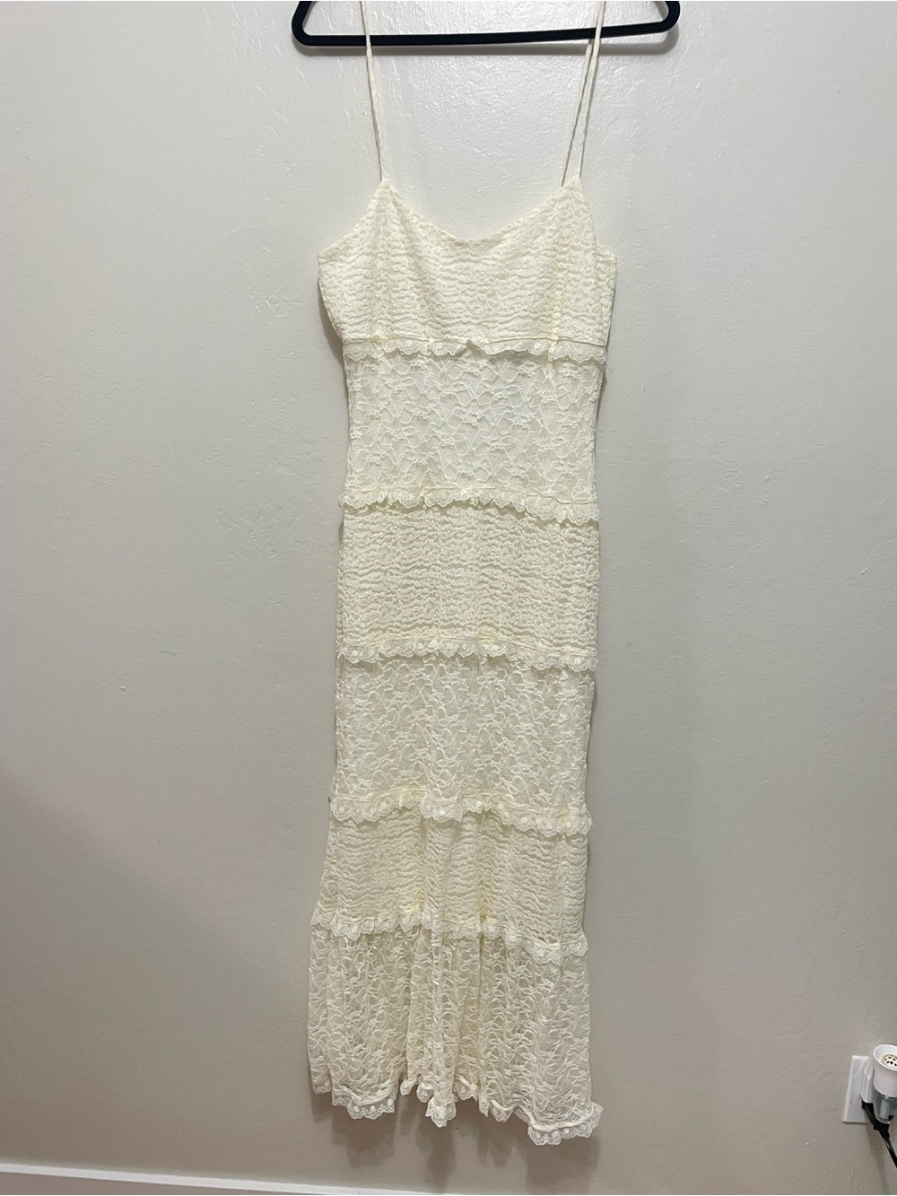 NWT Thirty Thirty Tiered Ruffle Ivory Lace Maxi Dress Bridal